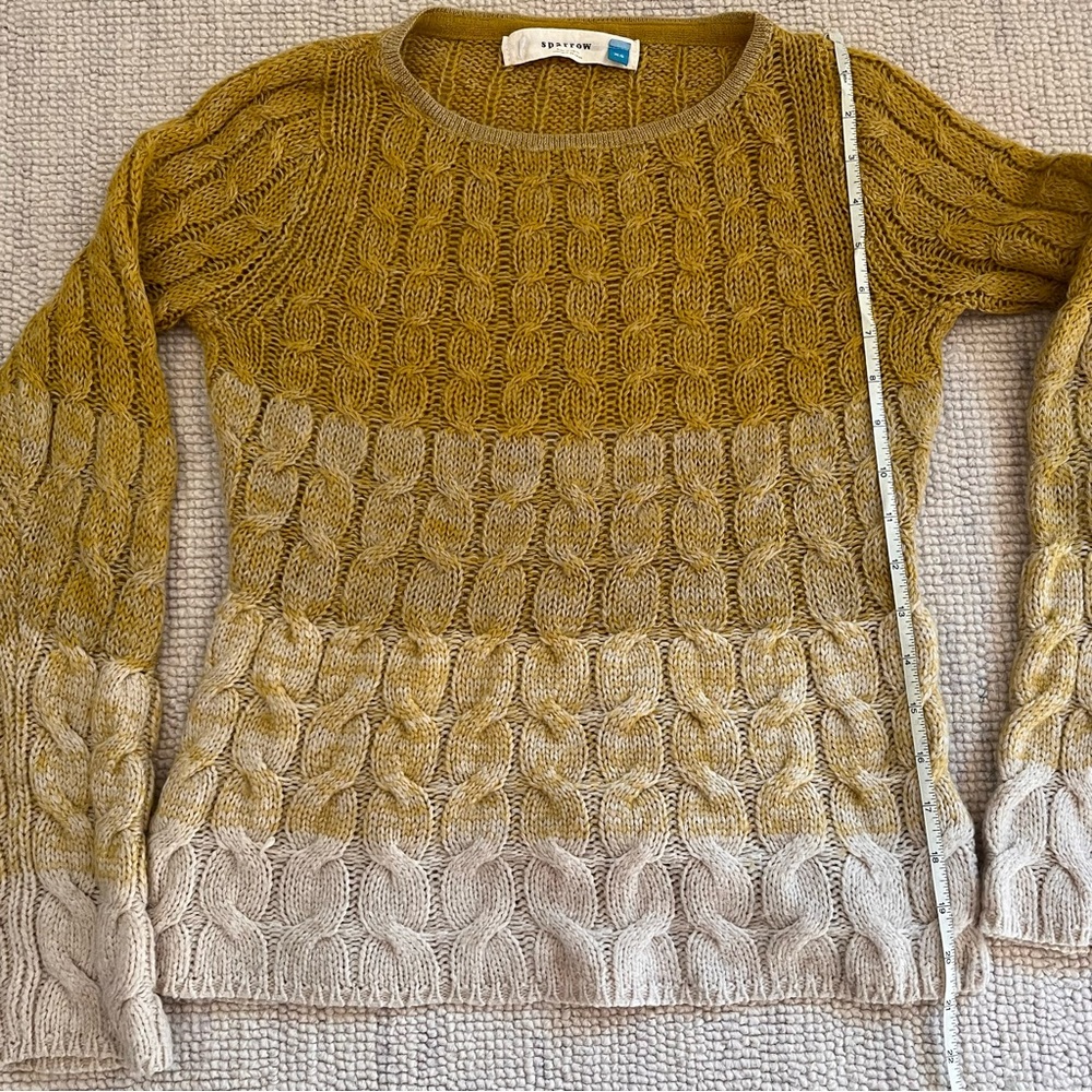 Anthropologie Sparrow Yellow Cream Ombré Cable Knit Sweater - Picture 7 of 8